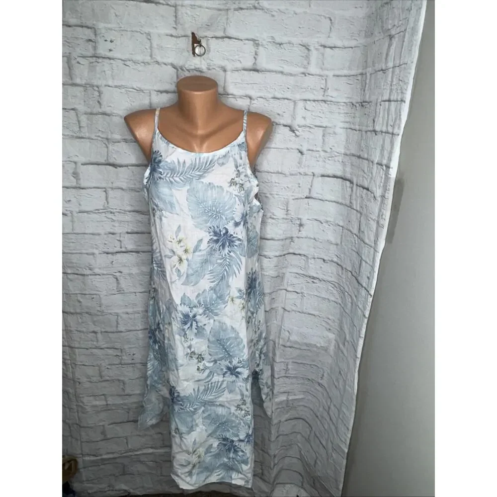 NWT Lungo L’arno Sz M, 100% Linen Made in Italy Pockets! Dress, Coverup - Picture 1 of 6
